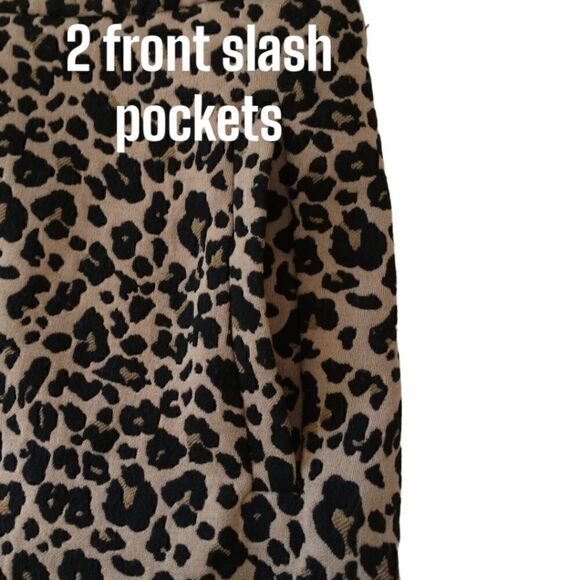 Loft Mini Skirt 0P Pointe Knit A Line Animal Print Pocket Cheetah Stretch Petite - Picture 5 of 16